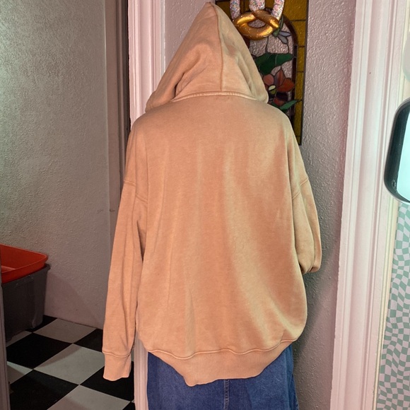 Soft caramel Aerie distressed hoodie EUC Size XS - Picture 6 of 7
